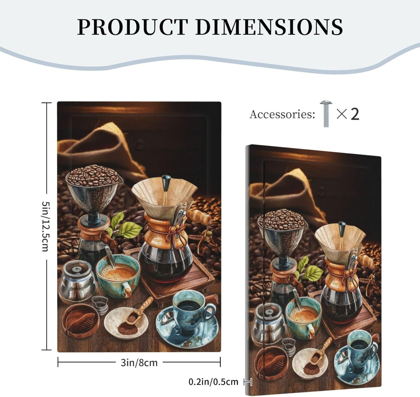 Decorative Light Switch Cover Plate Retro Coffee Maker Beans Cup 1 Gang No Device Single Blank Outlet Covers Wall Plate Cover Switchplate Faceplate for Kitchen Decor