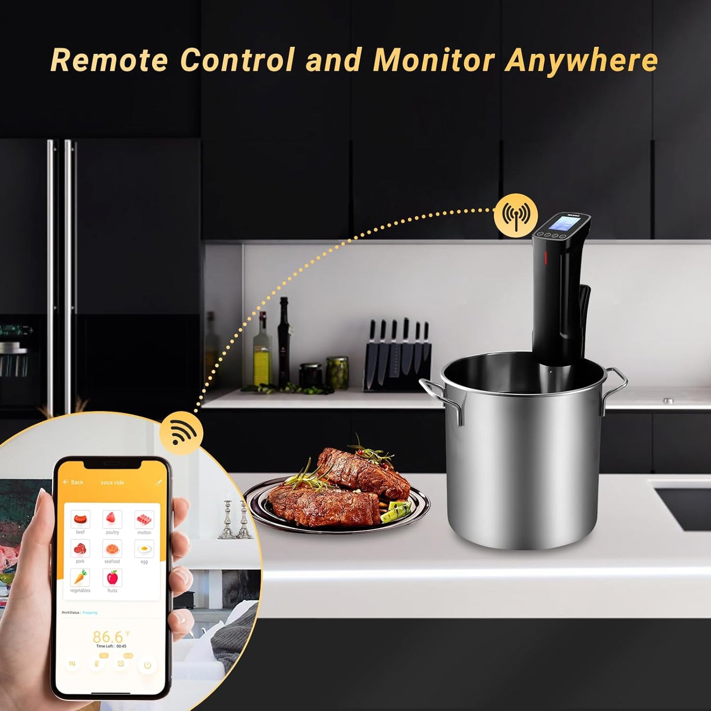 Sous Vide Cooker| Inkbird Wifi Sous Vide Mchine Sous vide Cooking Machine, 1000W Immersion Circulator with Recipes,Timer | Ultra-Quiet