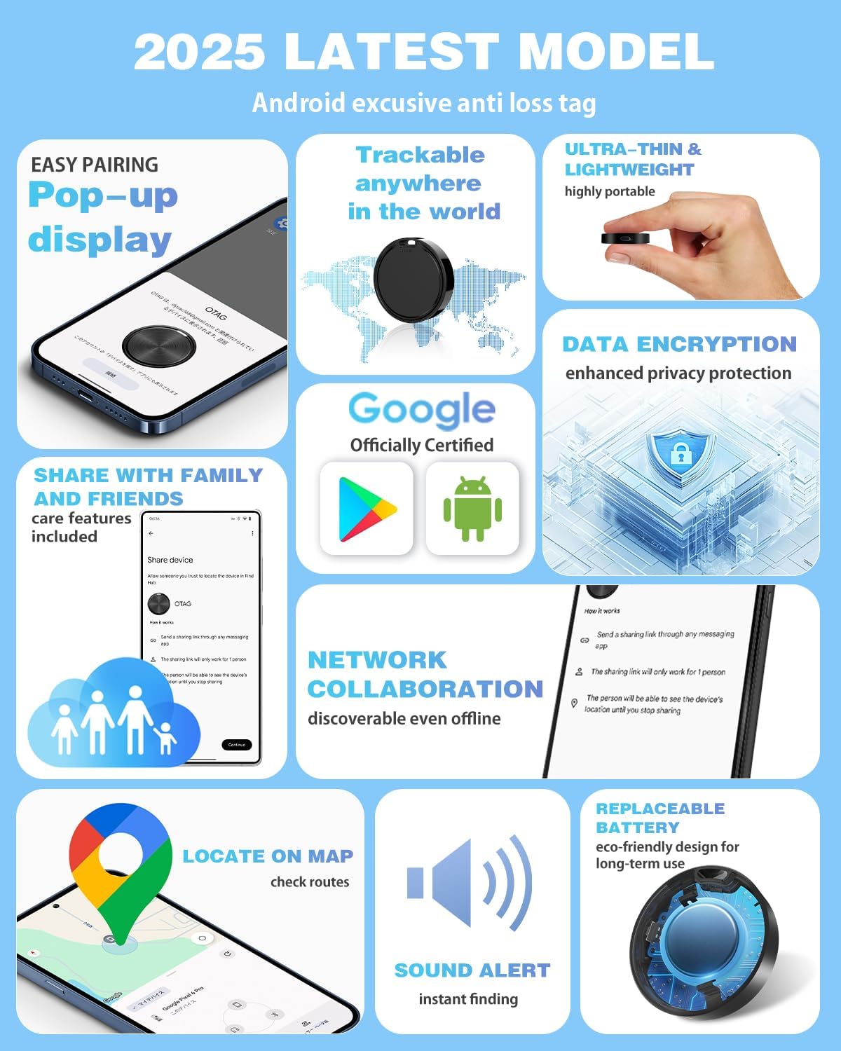 Air Tags for Android,Air Tags-2 Pack Android,Air Tracker Tags with 2 Case,2 Year Battery Life,Google Find Trackers for Google'S Find Hub App,IP65 Waterproof Luggage Tracker Tags for Keys,Suitcases
