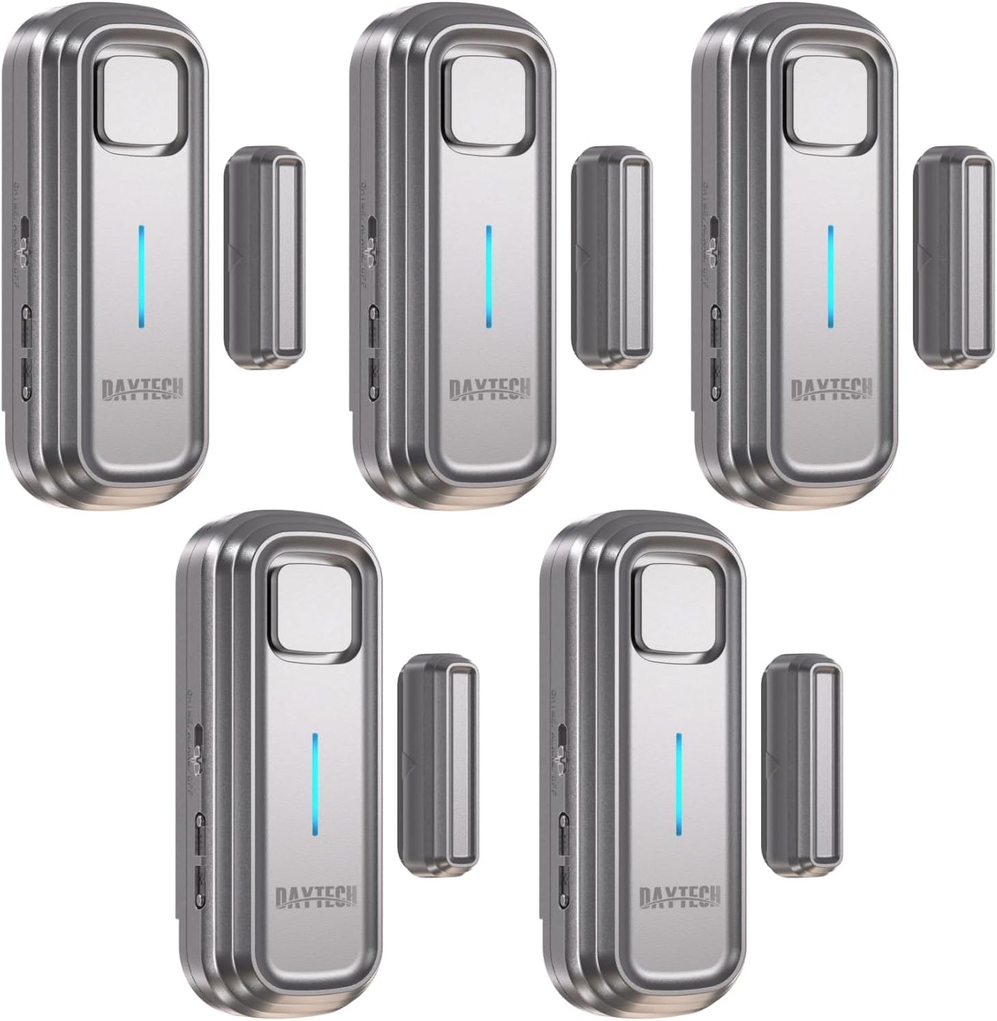 Daytech Refrigerator & Freezer Door Alarm - Adjustable 1-4 Minute Delay, 0-120dB Adjustable Siren, Door/Window Sensor for Home or Business (5 Pack, Gray)