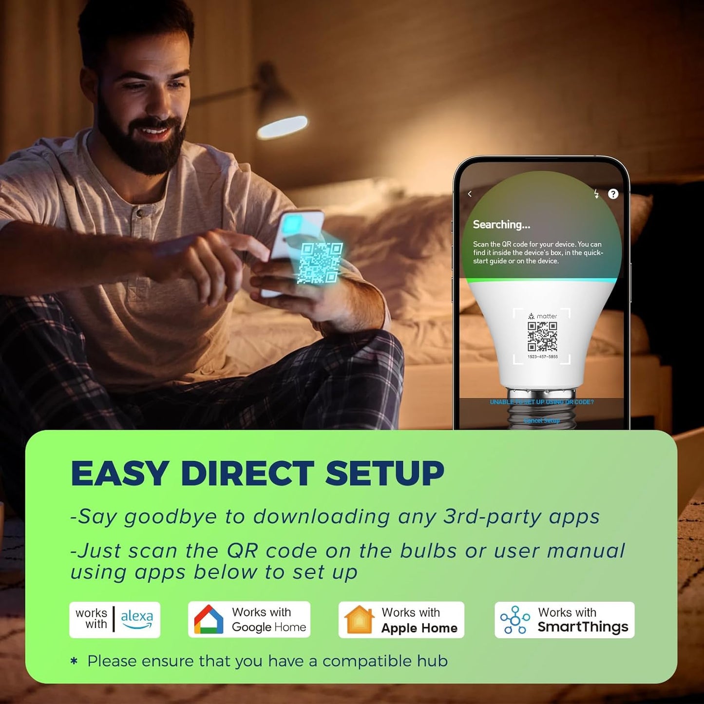 Lightinginside Matter Smart Light Bulbs 100W Equiv, Compatible with Alexa/Apple Home/Siri/Google Home/SmartThings, A19 E26 WiFi RGBCW Color Changing Light Bulb, 11W 1350LM, 2.4G WiFi, ETL Listed, 4PCS