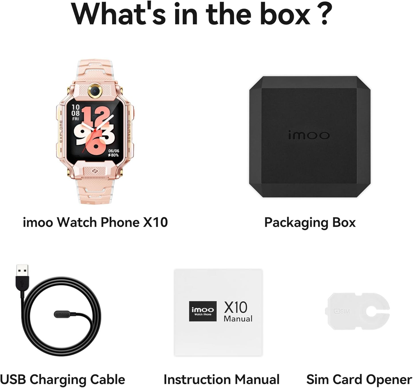 imoo X10 Kids Smartwatch, Smartwatch with Long-Lasting HD Video & Phone Call, Kids GPS Watch with Real-time Locating，14 Days History, Multisport Mode，IPX8 Water-Resistant，Only Works on Verizon（White）