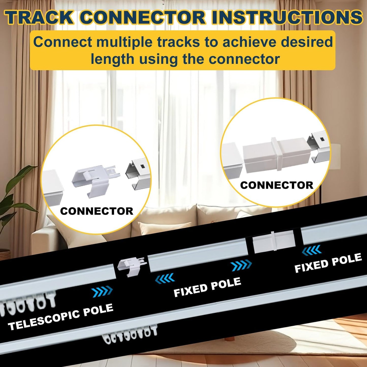 Retractable Curtain Track System, 13.5-15.1ft/161.4-181.1in Ceiling & Wall Mounting Aluminum Heavy Duty Track for Curtains with Silent Rollers, Adjustable Rod Rail for Room Divider/Shower/Living Room