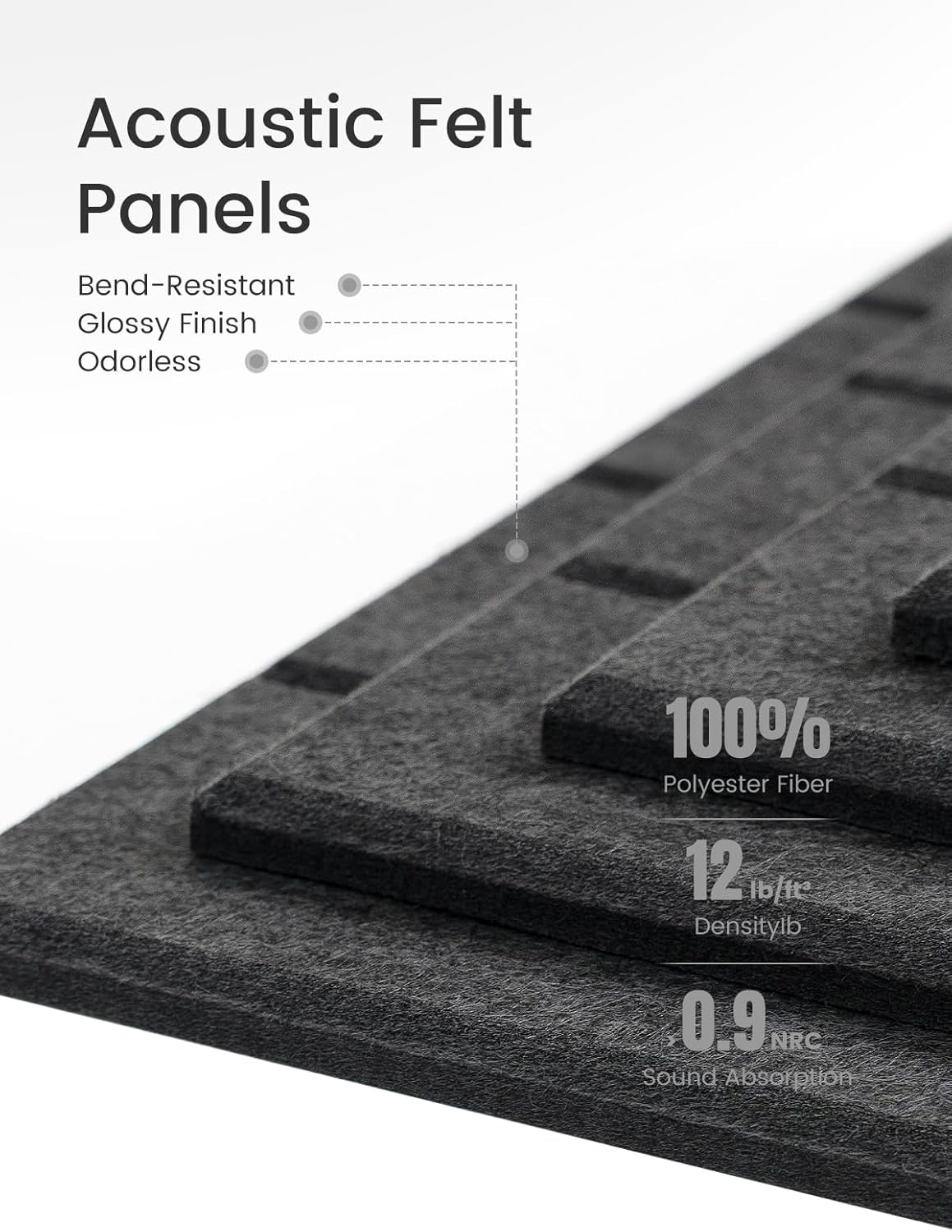 Felt Bulletin Board Tiles Large 48"x36"Cork Board Alternative-12 Pack with 70 Adhesive Tabs, Thick Slat Wall Panels for Office Decor, Push Pin Board Wall Organizer Alternative-Charcoal Gray