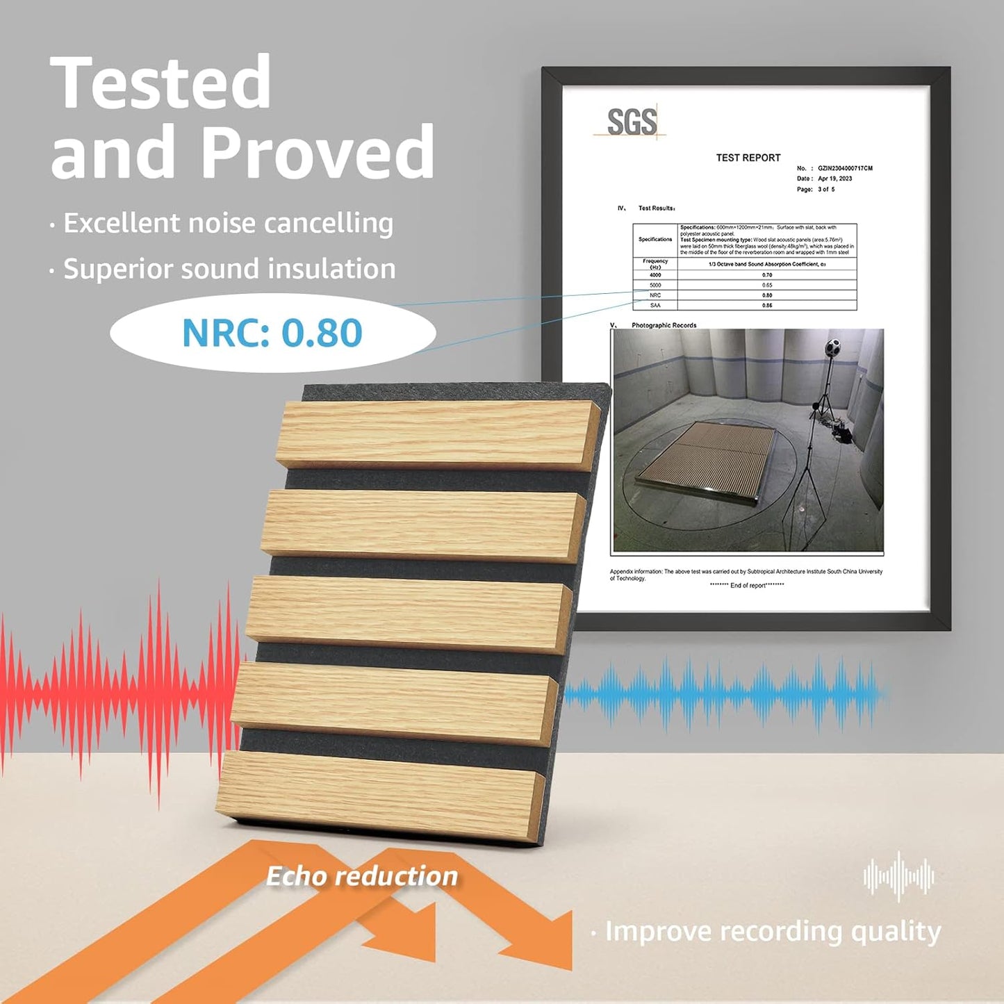 Art3d 4-Piece Wood Slat Acoustic Panels for Stylish Decor and Noise Reduction, 3D Textured Panel for Ceiling and Wall, Oak