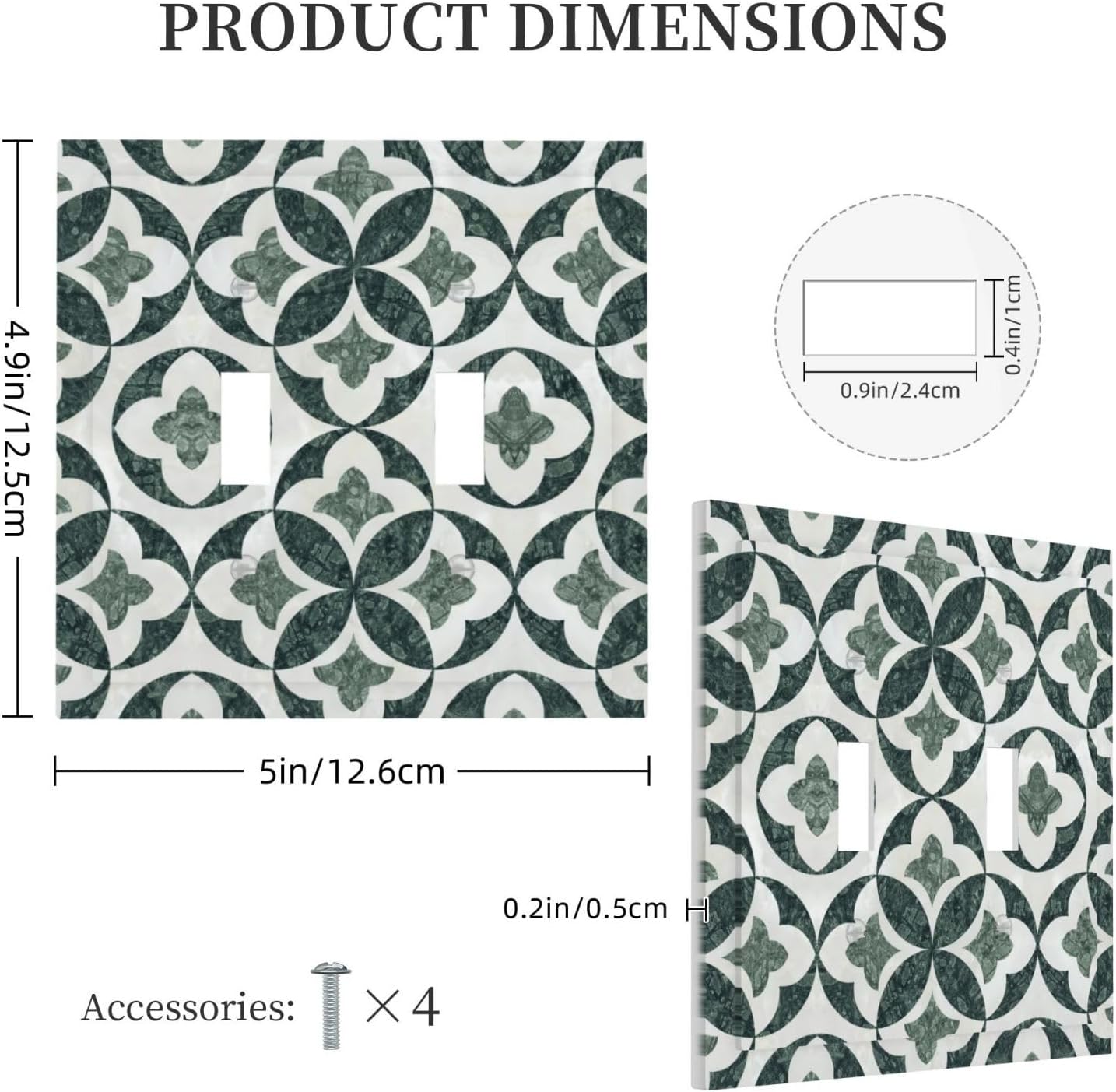 Green Luxury Modern Cubic Marble 2 Gang Double Toggle Decorative Light Switch Covers Electrical Faceplate Switch Plates for Bathroom Kitchen Home