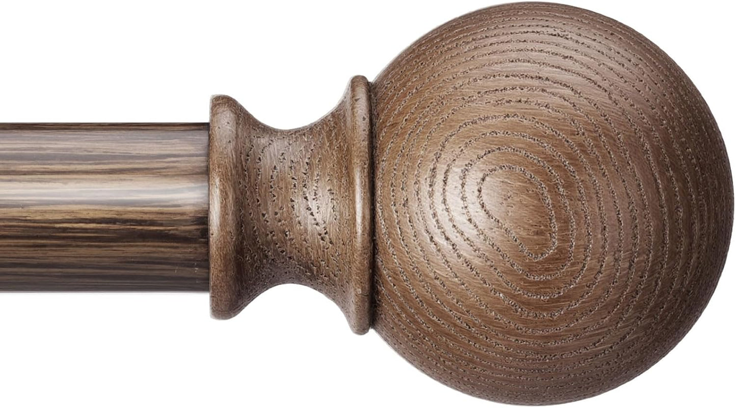BRIOFOX Walnut Wood Curtain Rods for Windows 72 to 144 Inch(6-12ft) - 1'' Diameter Heavy Duty Curtain Rods with Imitation Wood Grain Pattern Finials,Adjustable Decorative Curtain Rods Set,28-144''