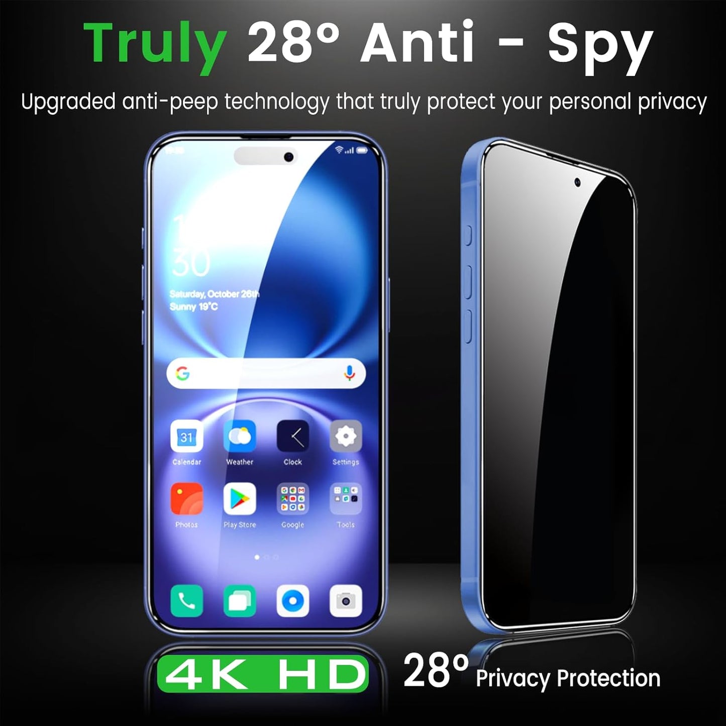 4 Pack Privacy Screen Protector for iPhone 16 Plus 6.7 Inch with 4 Pack Camera Lens Protector, Anti Spy Tempered Glass Film, Anti-Scratch, Touch Sensitive, Case Friendly