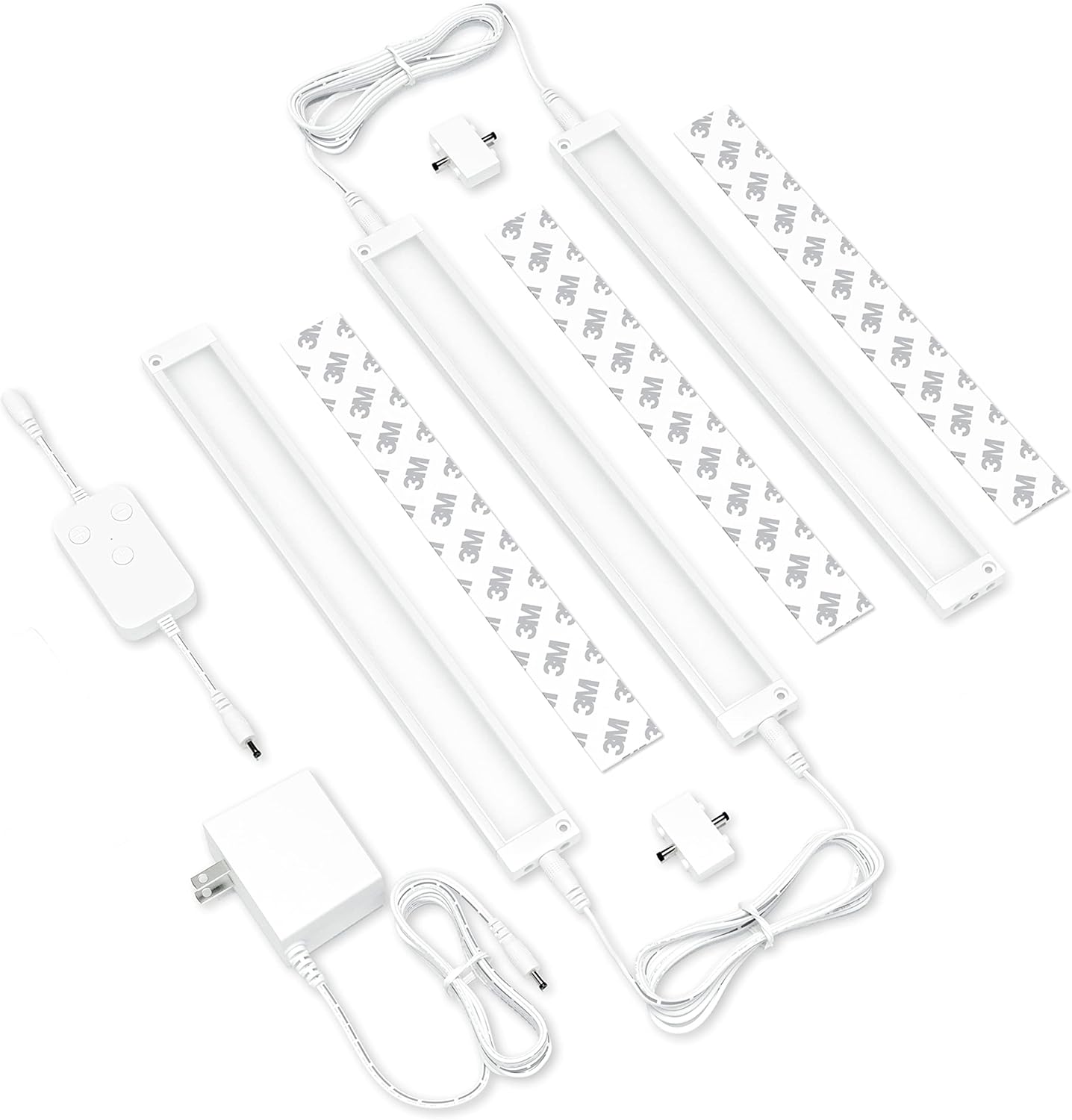 EShine 3 Pack 12 inch White Smart Dimmable LED Under Cabinet Lighting Kit Compatible with Alexa, Google - Warm White (3000K)