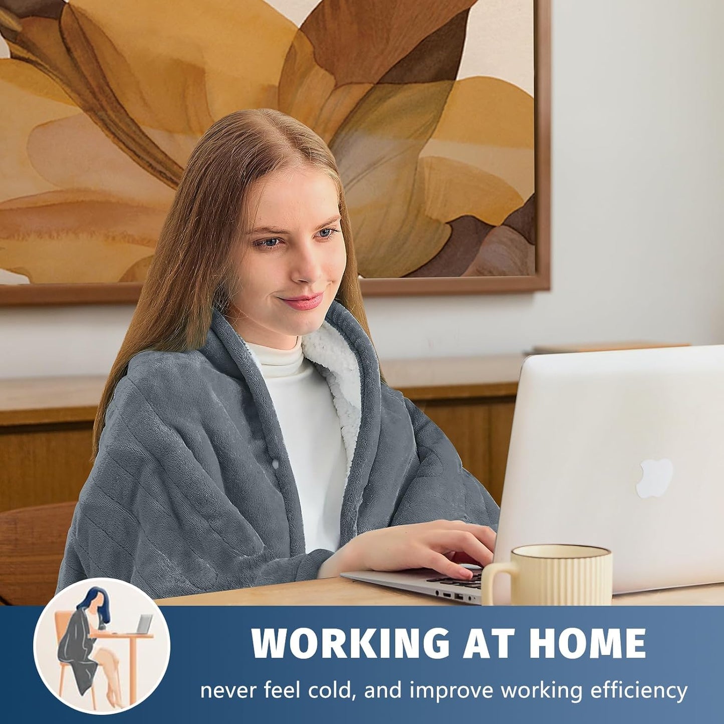 BOMOVA Heated Electric Throw Blanket - 50" x 60" Heating Blanket with 10 Heating Levels & 8 Hours Auto Off, Warm Flannel Blanket, Christmas Birthday Gifts for Women