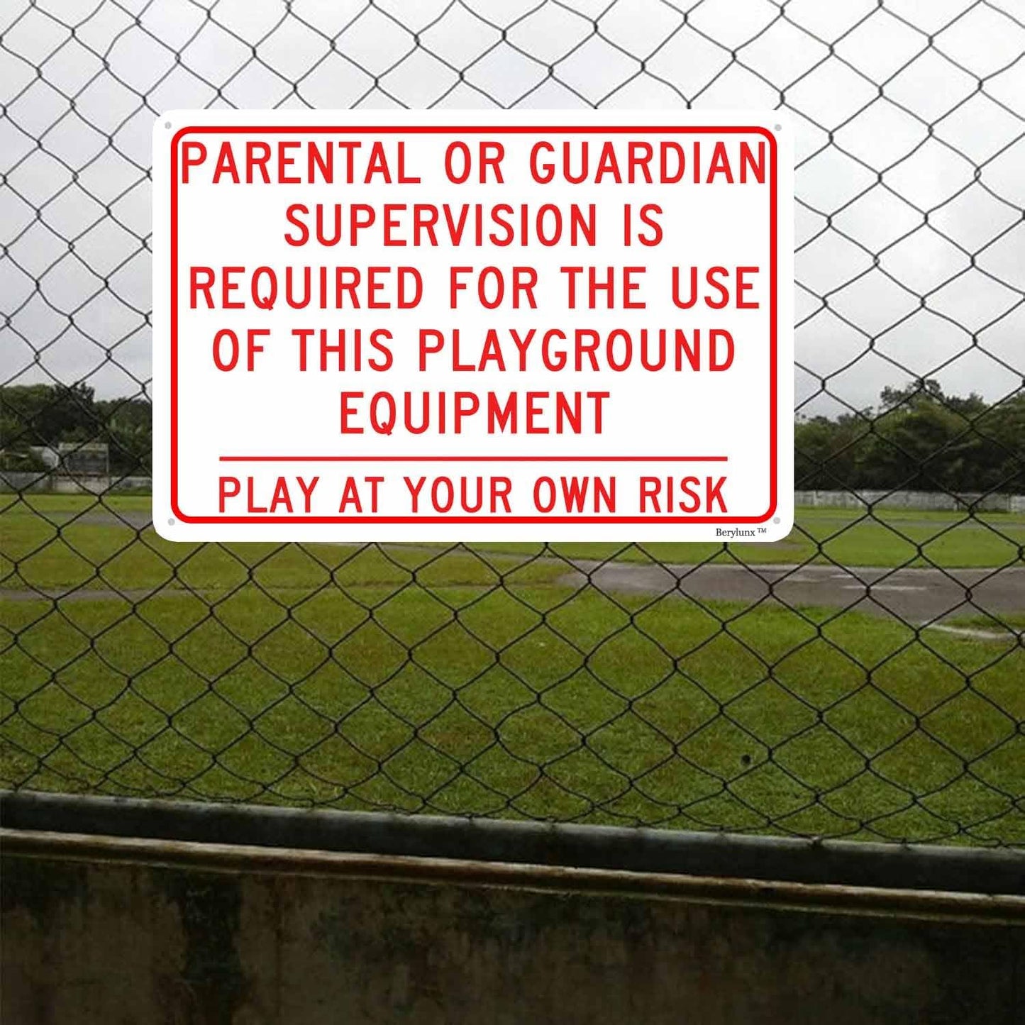 Playground Safety Sign,Security Warning Signs,Outdoor/Indoor Safety Sign "Parental/Guardian Supervision Required For Use Of This Playground Equipment" 16"x24" Aluminum Sign