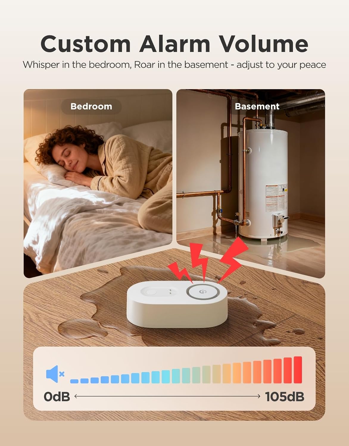 GoveeLife Upgraded Smart Water Leak Detector 1s with 1804ft Ultra-Long Range, WiFi Water Sensor with SMS/Email/APP Push and Sound Alarm,5-Year Battery Life, 1 Pack, Suit for Home, Basement, Kitchen