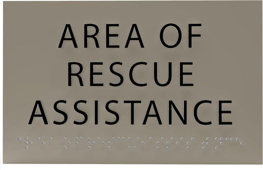 6" X4" Area of Rescue Assistance Sign- Tactile Graphics Grade 2 Braille Text ADA Compliant Sign |ADA Compliant Plastic Signs for Schools, Offices, Businesses, Apartments & Restaurants
