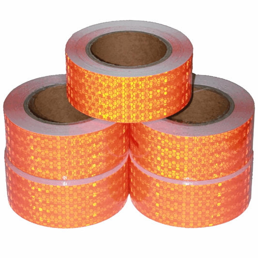 Orange Reflective Tape Outdoor Waterproof 2 inch Wide, High Visibility Industrial Marking Tape, Safety Adhesive Stickers (68 feet,5 Rolls)