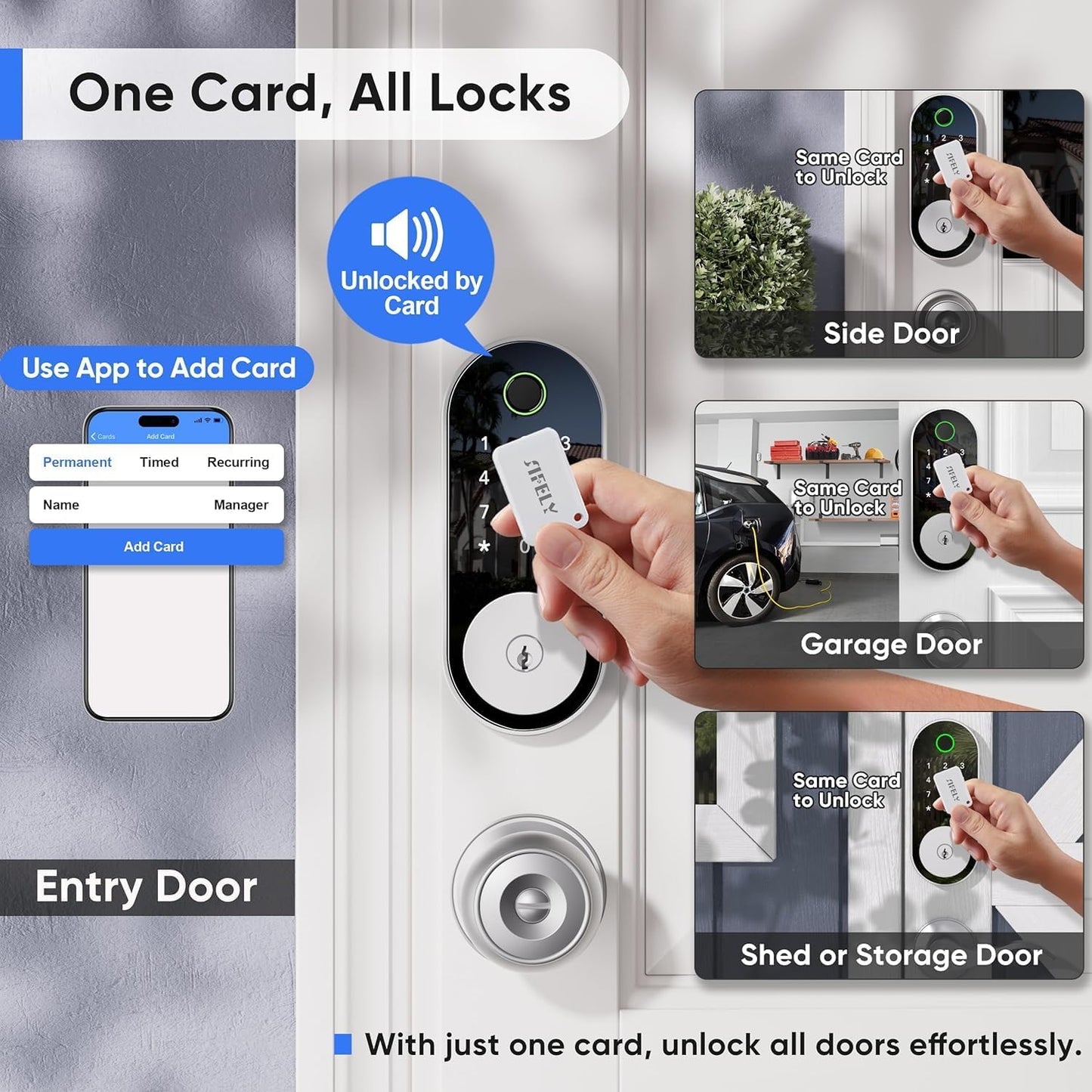 Bluetooth Fingerprint Smart Deadbolt Lock with Keypad – Fits Most US Doors, DIY Install, Keyless Entry: Code, FOB, Auto-Lock. Ideal for Home, Airbnb & Rental, Kids & Seniors. Alexa & Google Compatible
