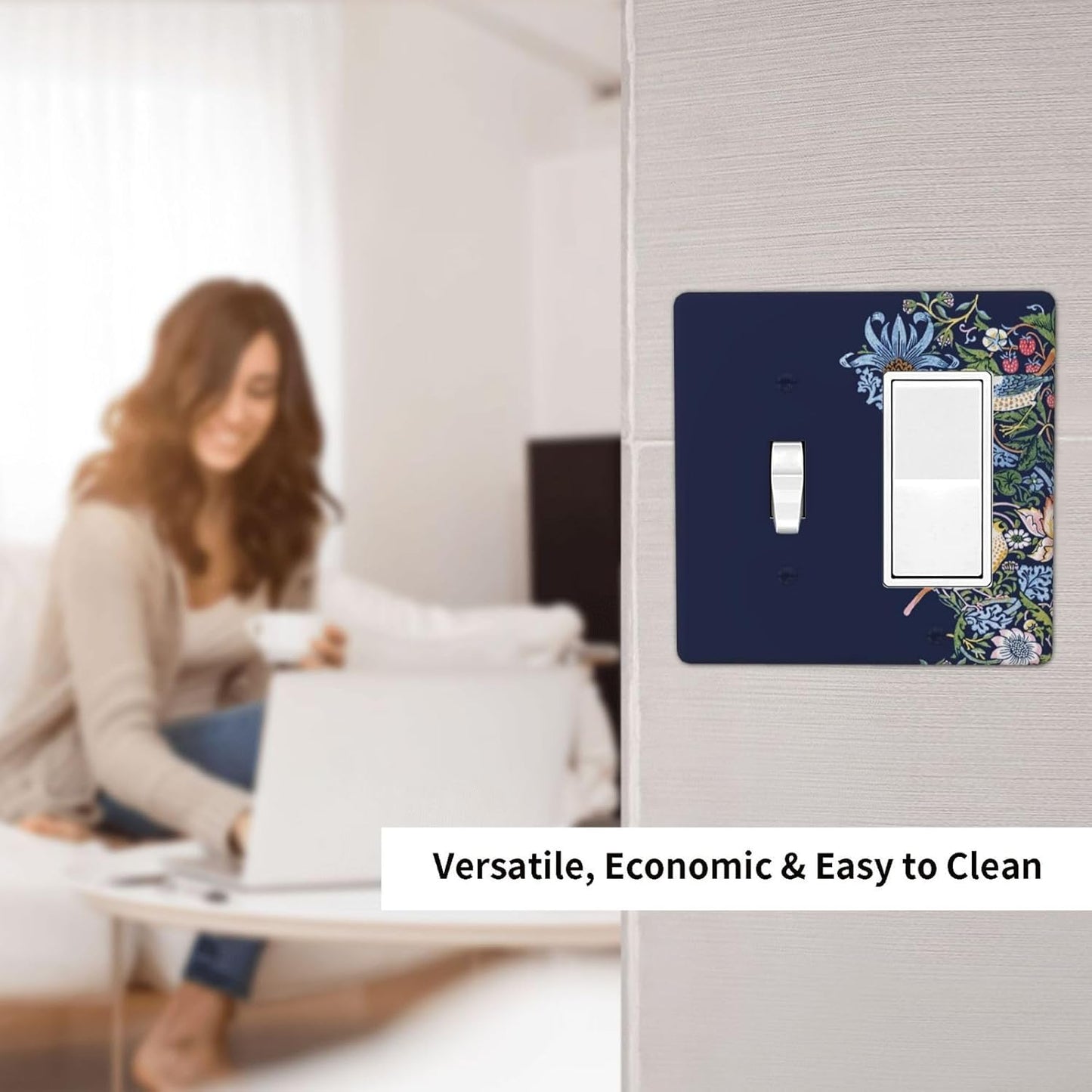 Decorative Outlet Covers Vintage Blue Morris Strawberry Thief Bird Flower 2 Gang 1 Gang Wall Plate Cover Single Toggle Rocker Combo Light Switch Cover Plate Face Plate
