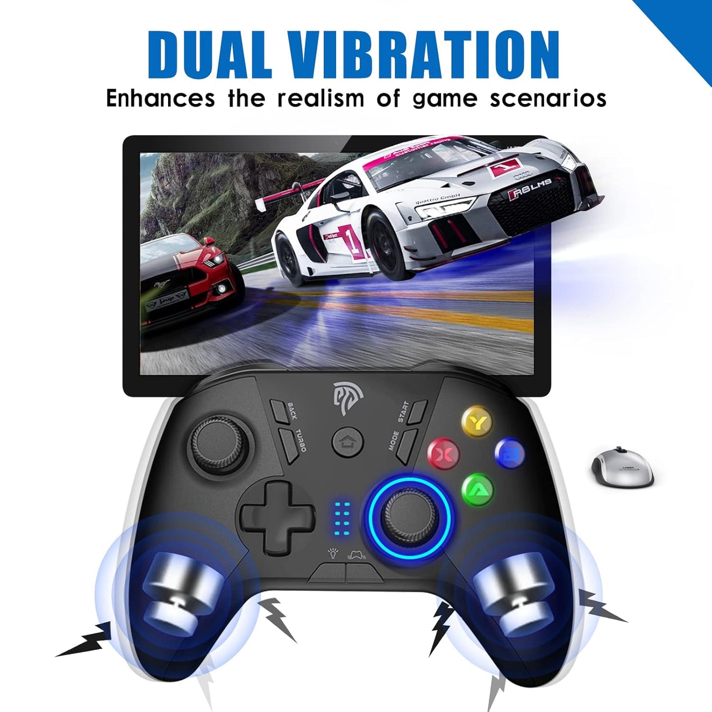 EasySMX 2.4G Wireless Gaming Controller for Windows PC, Steam Deck, PS3 & Android TV Box, Plug and Play Gamepad with Dual Vibration, 4 Back Paddles, Up to 14-Hour Battery Life