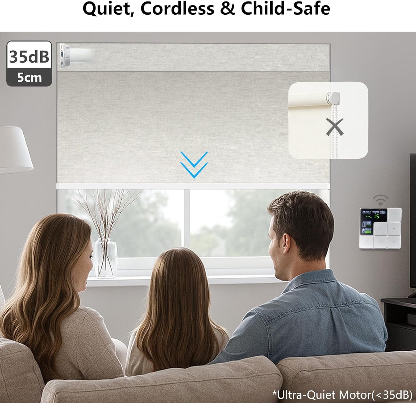 Smart Motorized Blinds – 100% Blackout Roller Shades with Remote, Alexa/Google Home/Siri Control, Matter Compatible, Wireless Rechargeable Battery, Custom Sizes for Windows & Sliding Doors