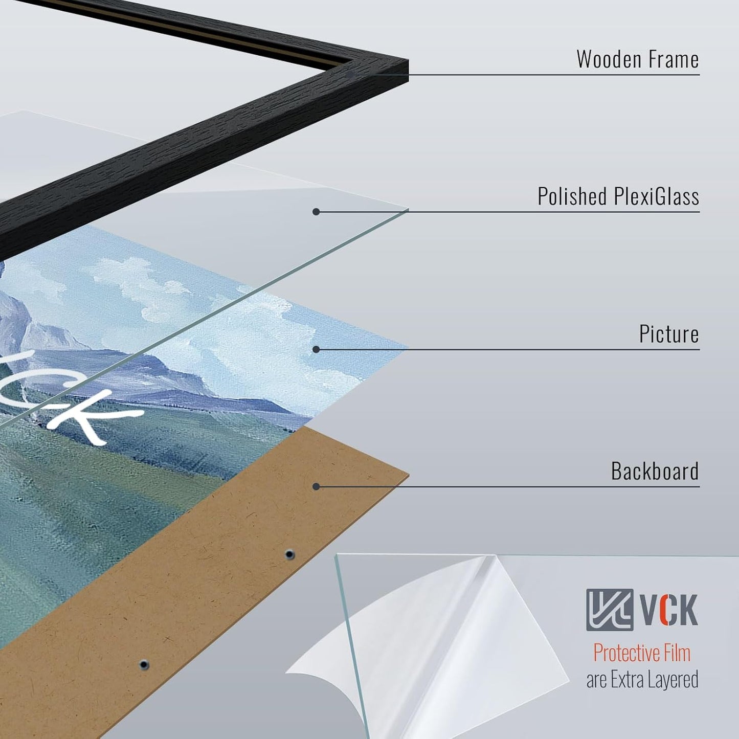 VCK 14x22 Picture Frames Black Set of 6, Wide Border Wood Poster Frame, Multi-Directional Display Family Photos, Office Prints, Studio/Gallery Artwork, Woodgrain Series, Wall Hanging