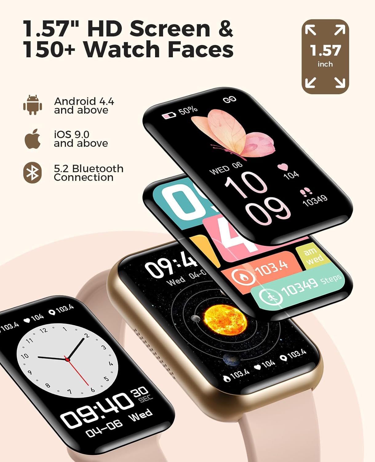 Smart Watch Fitness Tracker (Answer/Make Call), 24/7 Heart Rate Spo2 Blood Pressure Monitor Sleep Tracker, 114 Sports Modes Pedometer Calorie Step Tracker, Waterproof Activity Tracker for Women