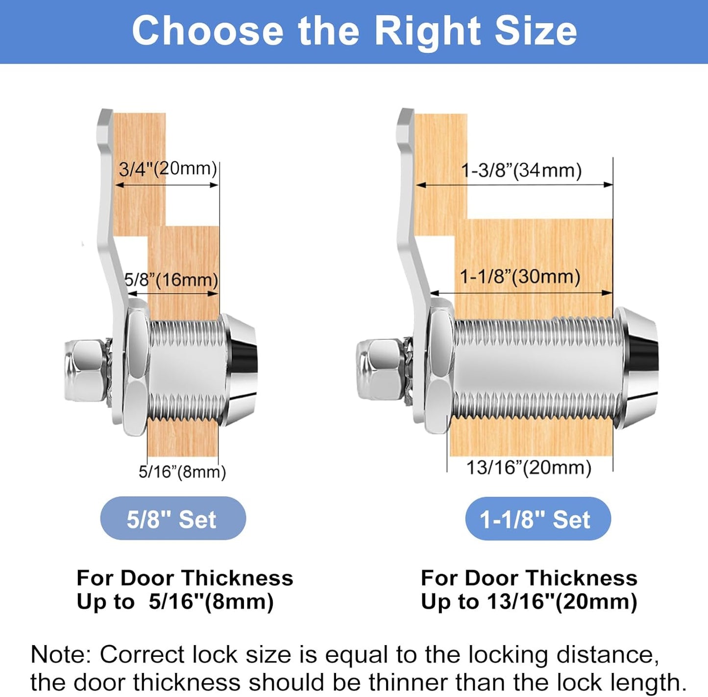 5/8' Cabinet Cam Lock Keyed Alike, Hook Cam Tool Box Lock for RV Storage Compartment Door Tool Cart Mailbox with Manual, Zinc Alloy (5/8 Inch 2 Pack)