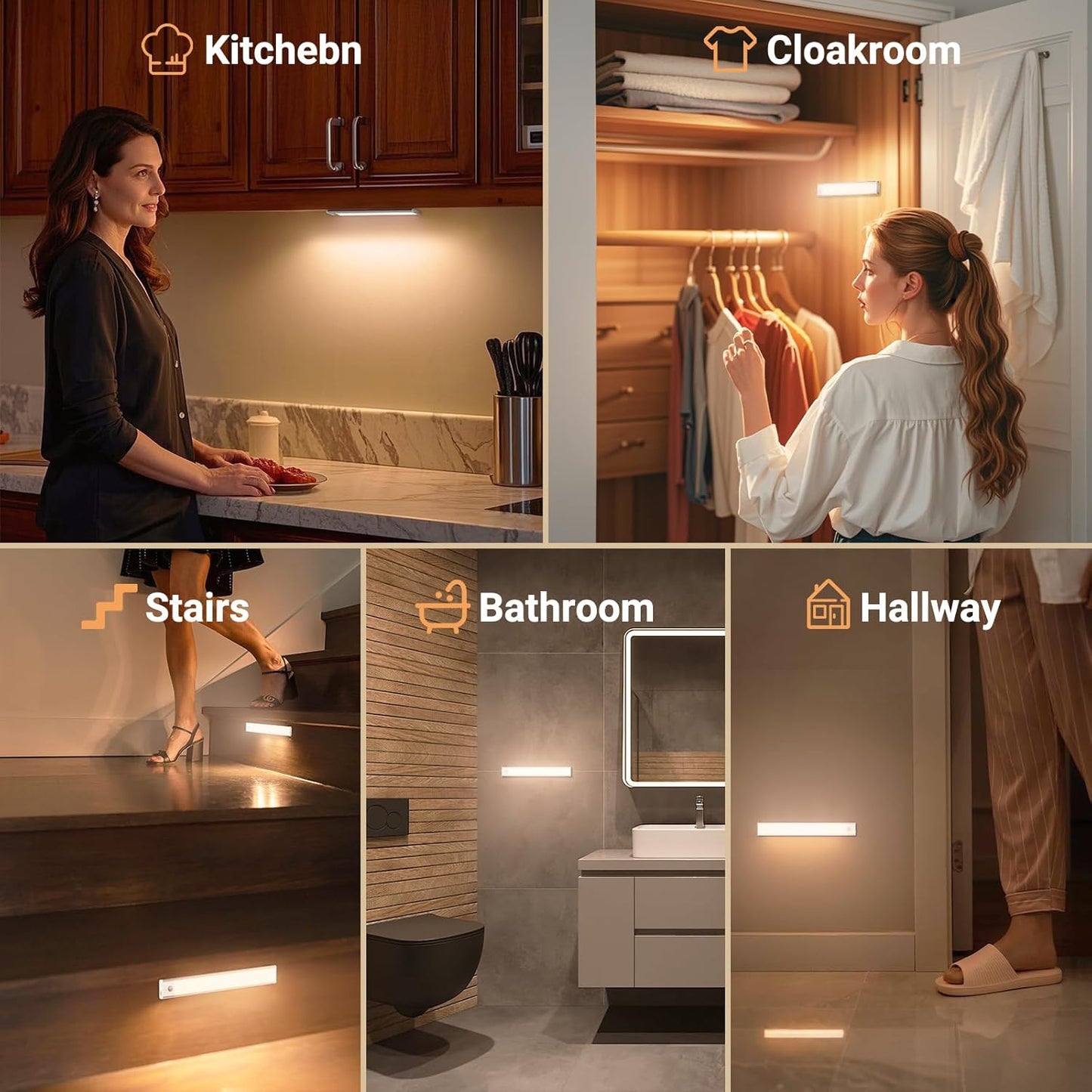 Under Cabinet Lights, Motion Sensor Magnetic LED Light, 12 inch 1500mAh Rechargeable Battery Dimmable Lights with 3 Color Temps, Indoor Wireless Lighting for Kitchen, Closet, Pantry, Counter, 2 Pack