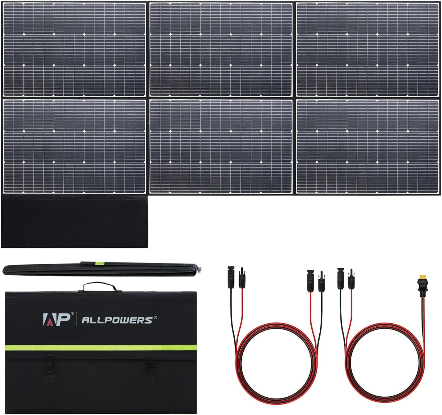 ALLPOWERS SP039 600W Foldable Solar Panel, 24% Efficient IP66 Waterproof for RV Camping Home & 12V Systems, Compact Portable Design（SP039-600W