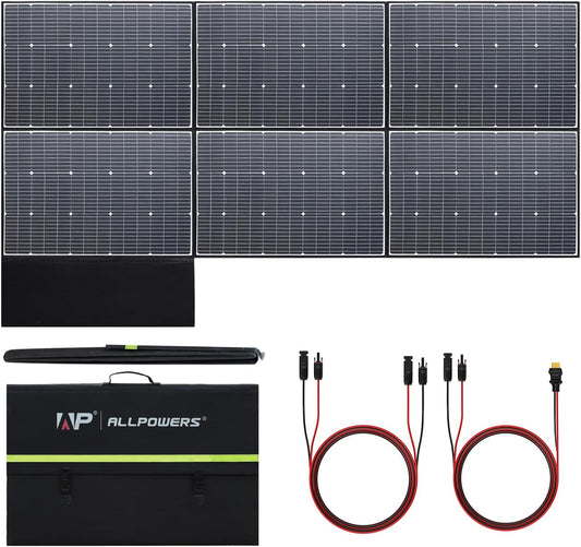 ALLPOWERS SP039 600W Foldable Solar Panel, 24% Efficient IP66 Waterproof for RV Camping Home & 12V Systems, Compact Portable Design（SP039-600W