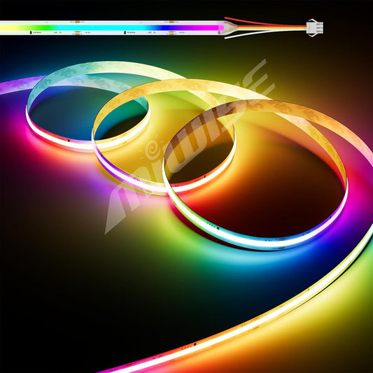 RGB Smart IC COB LED Strip Light,32.8ft Color Chasing Flexible DC24V LED Tape Light,WS2811 Addressable RGB Ribbon,for Party/Home/Office DIY Lighting Projects(Power Supply&Controller NOT Included)