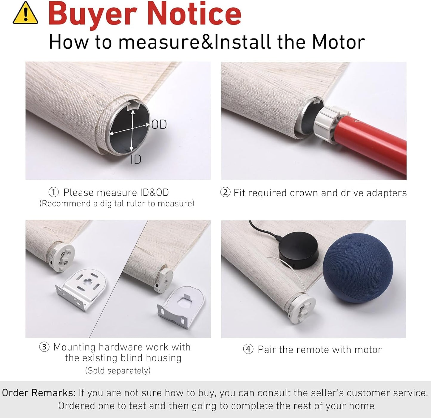 Rollerhouse 1.25" (32mm) Battery Powered Electric Shade Motor Blinds Tubular Motor Kits Compatible with 1-1/4" Roller Blind Tube