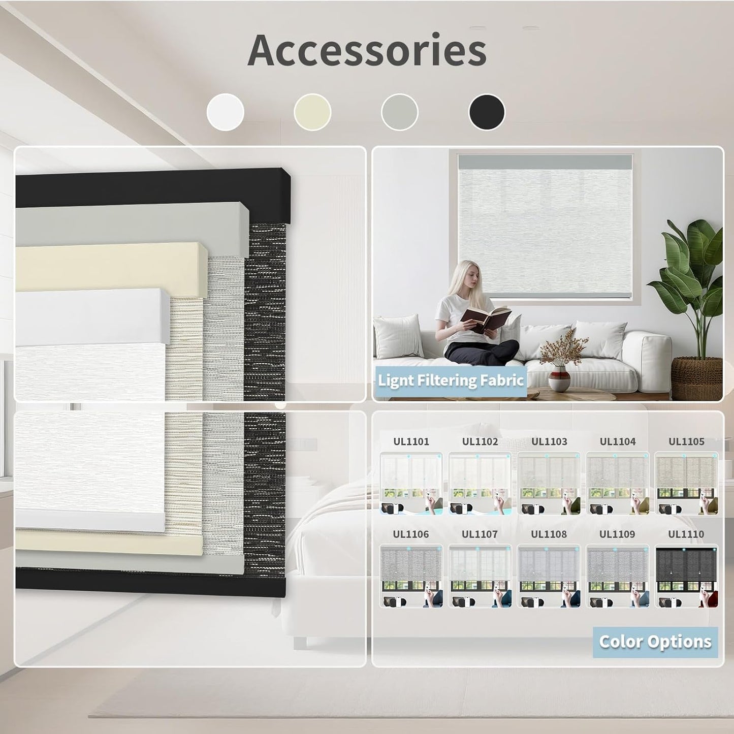 Motorized Blinds with Remote Custom Size Blackout Smart Roller Shades Compatible with Alexa Google, Electric Blinds for Windows