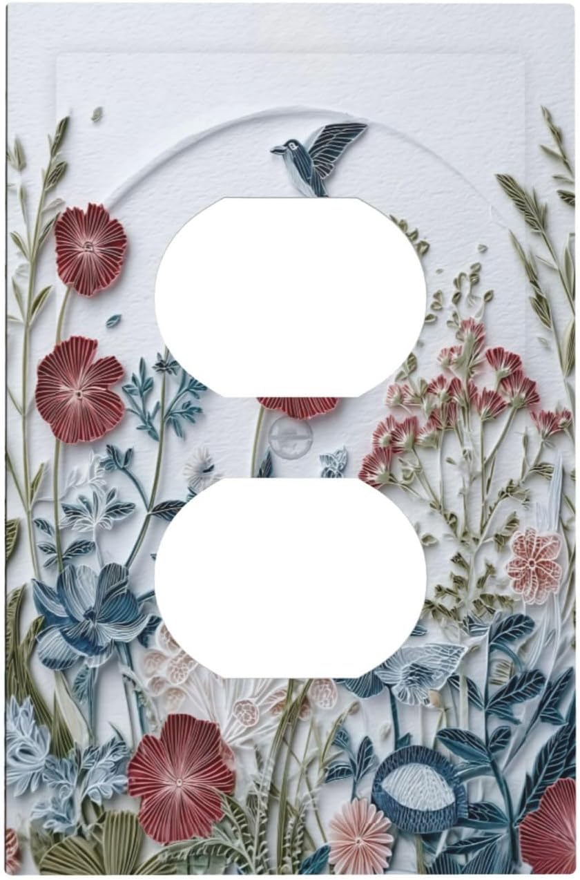 Wildflowers Flowers Floral Plants Duplex Outlet Wall Plate Cover Decorative Light Switch Covers Electrical Faceplate Switch Plates for Bathroom Kitchen Home