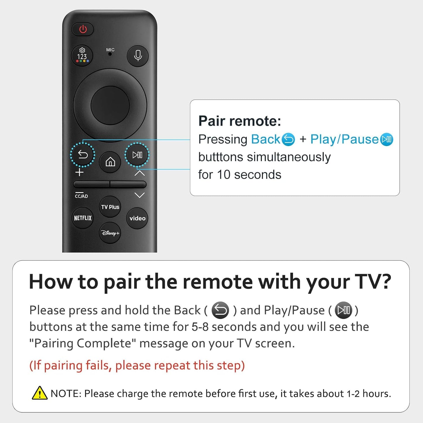 Rechargeable Voice Remote for Samsung-TV-Remote-Control-Replacement Compatible with Samsung Smart Frame Curved QLED TVs