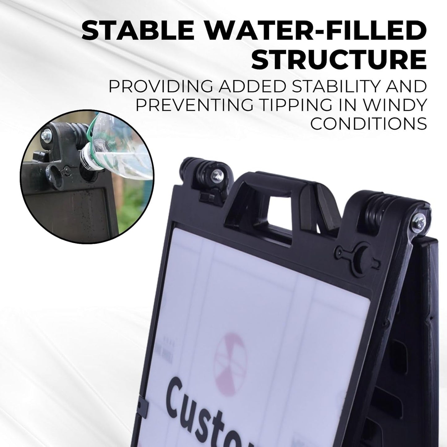 Outdoor A-Frame Sandwich Sign Board, 24"x36" Water-Filled, Double-Sided Customizable Panel for Outdoor Advertising