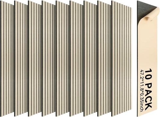 Self-Adhesive Acoustic Panels, 10 Pack Large Soundproof Wall Panel, High Density Sound Proof Panels, Decorative Absorbing Acoustic Treatment for Home Studio Office (Splicing Color)