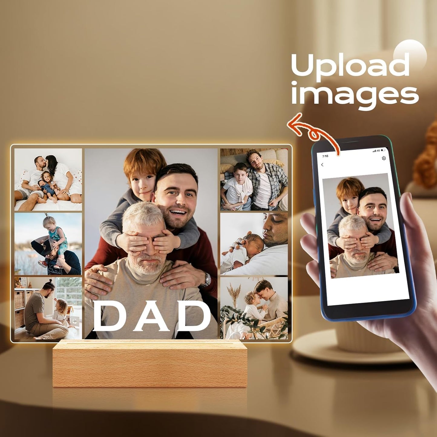Custom Picture Frame with Photo, Customized Picture Frames, Personalized Photo Frame, Personalized Valentines Day Gifts for Dad Baby Kid Family