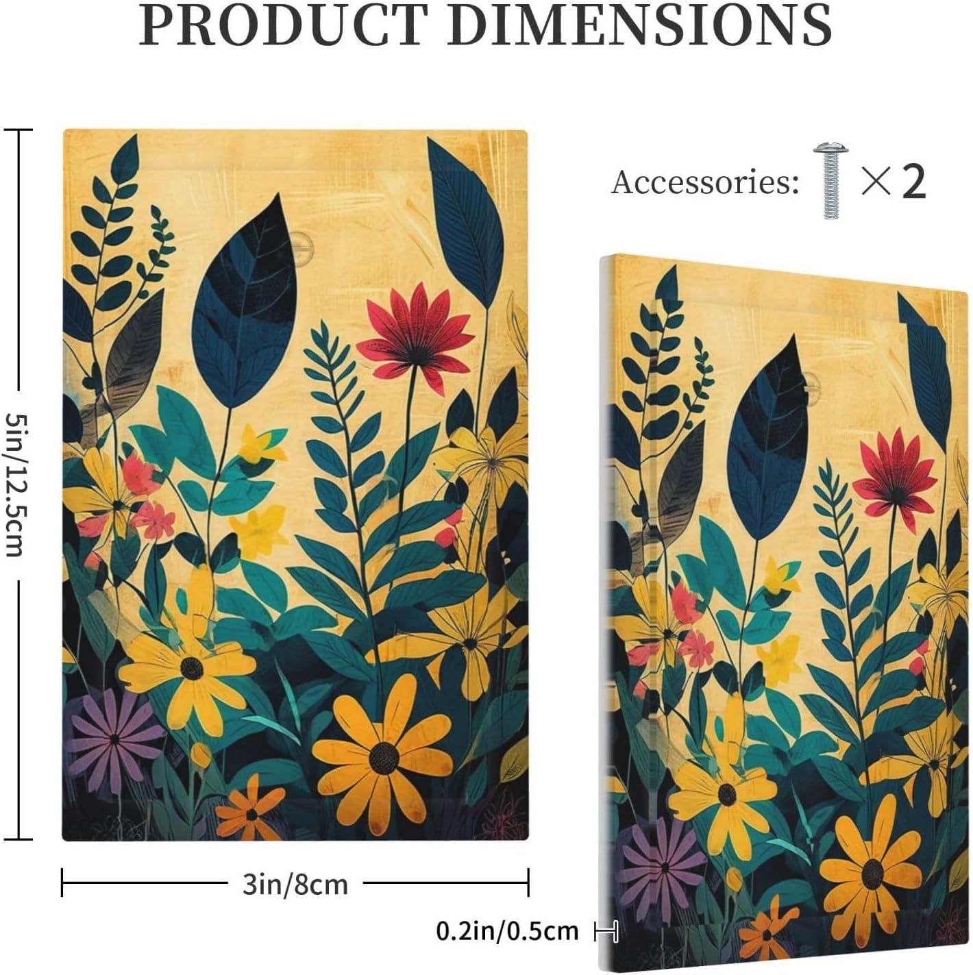 Abstract Minimalist Floral Botanical Boho Flower 1-Gang No Device Blank Wallplate Electrical Light Switch Covers Decorative Receptacle Face Plate Cover for Bathroom 5 X 3 IN