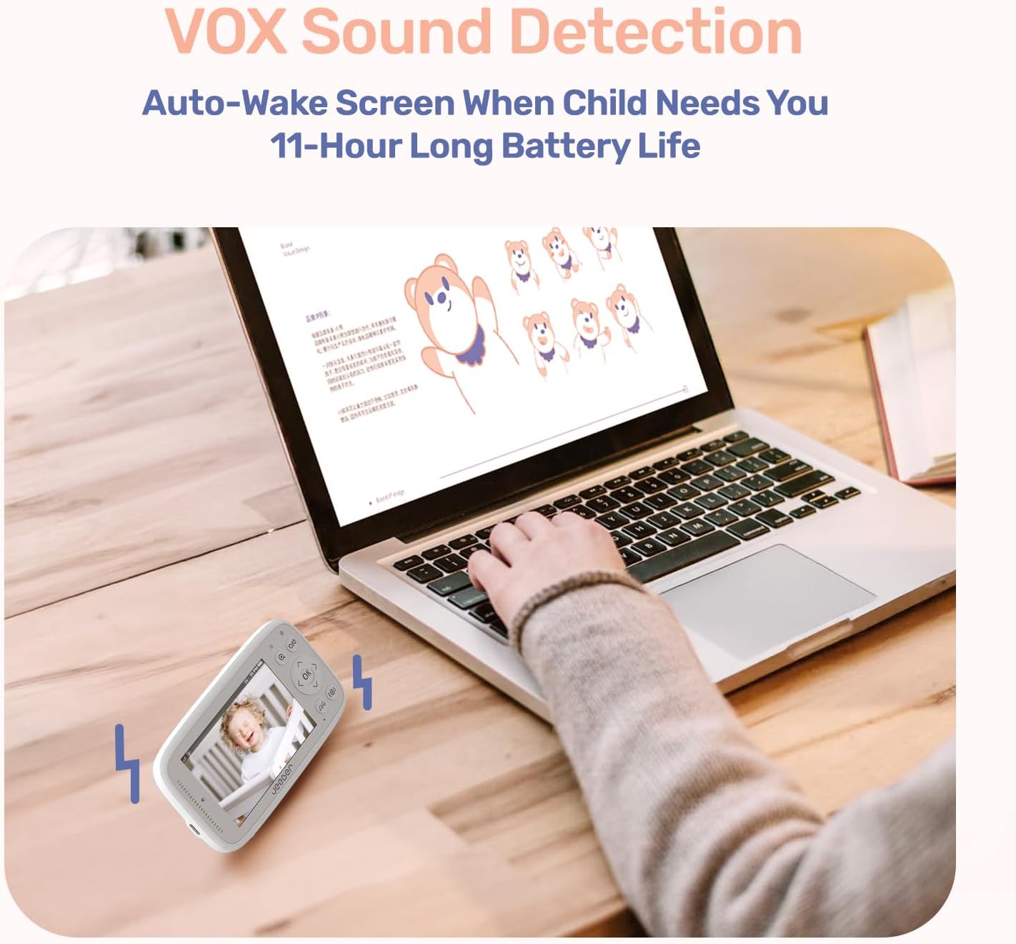 1080P WiFi Baby Monitor with 2 Camera and Audio, Pan-Tilt-Zoom Video Camera, 4'' IPS Screen, HD Night Vision, Motion & Cry Detection, 360° View, Temperature Sensor, Feeding Reminder, Lullabies