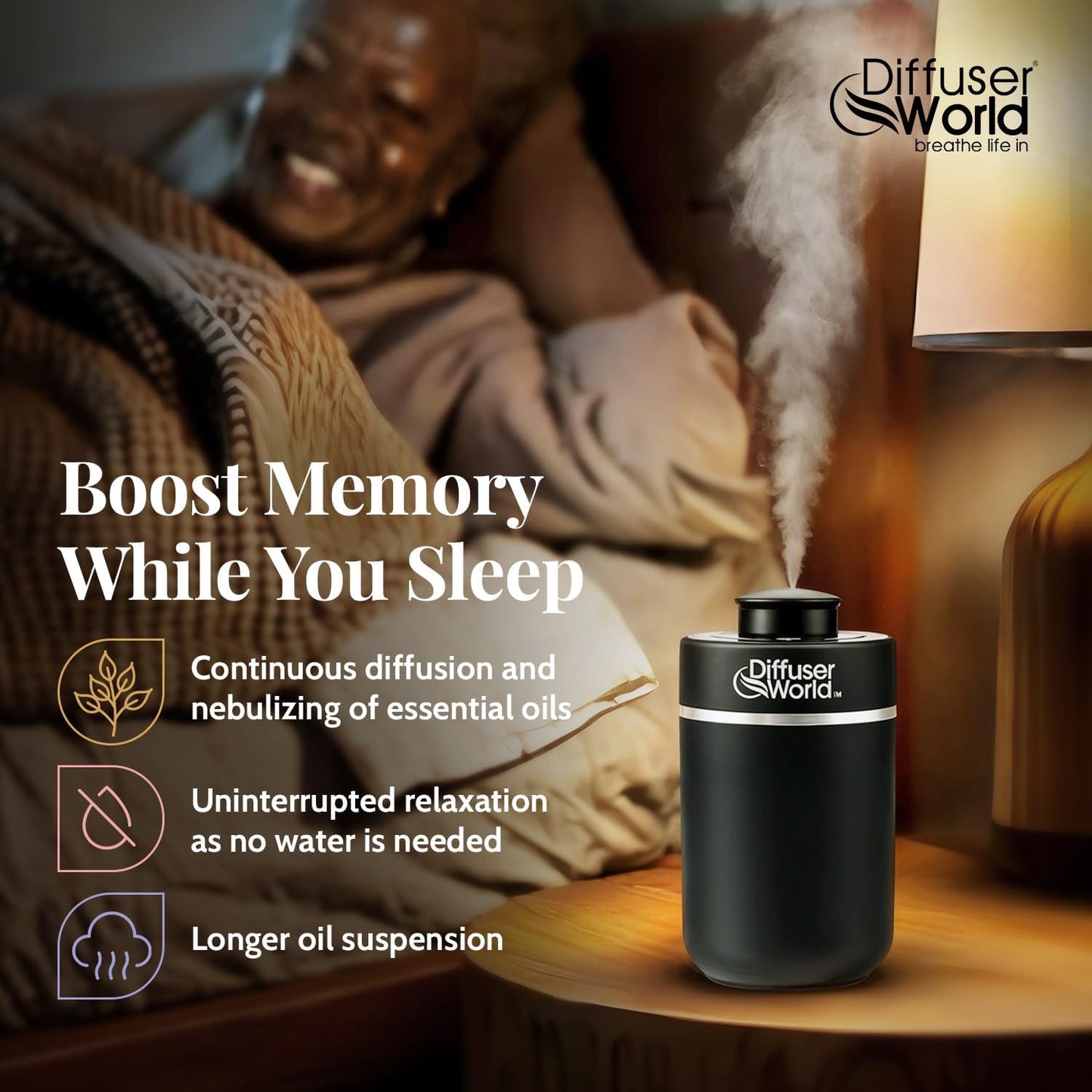 600 Sq Ft Waterless Diffuser for Essential Oils, Aroma Express Black Portable Aroma Atomizer for Room Fragrance, Home Scent Machine, Air Aromatherapy