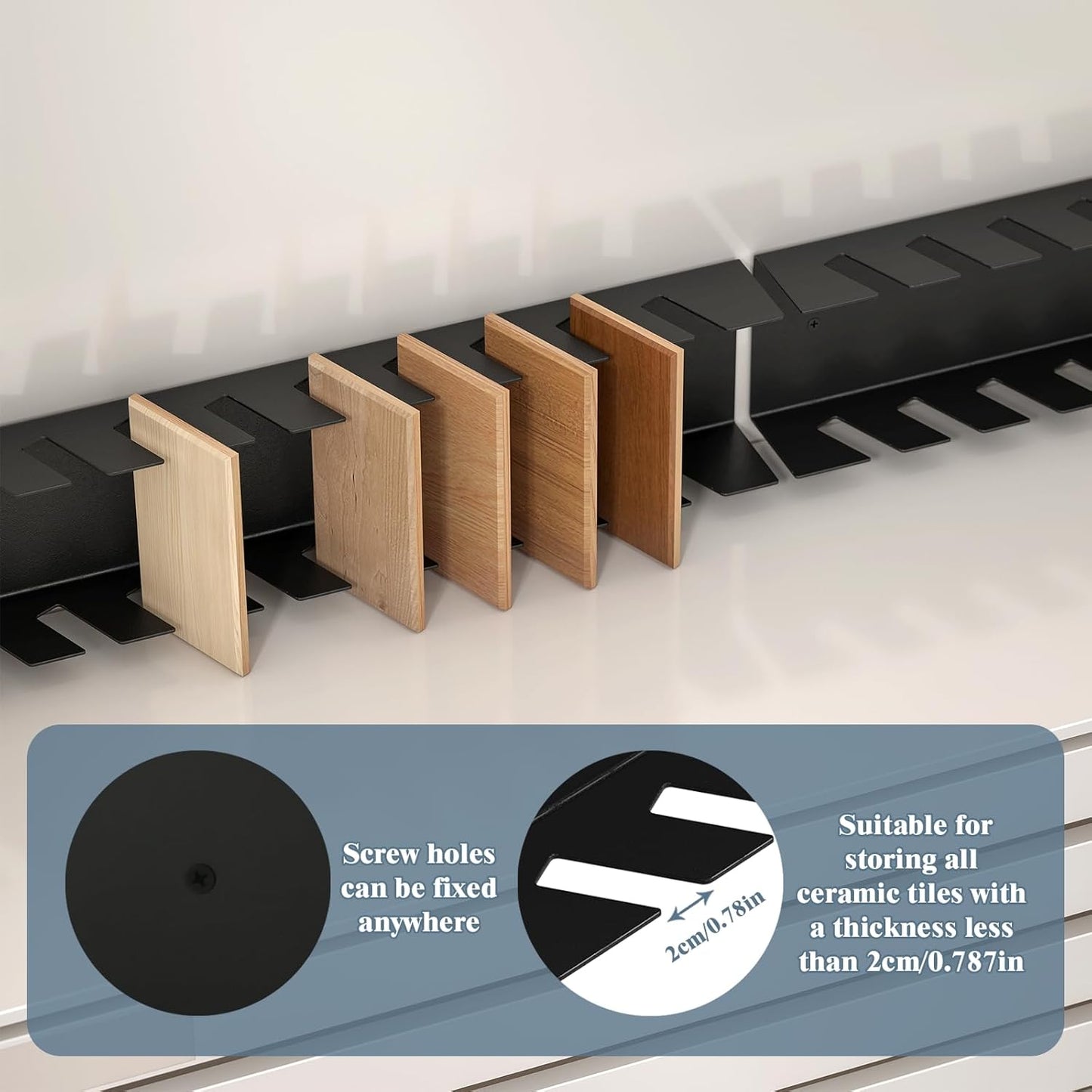 Small Tile Display Rack, Wall Mounted Tile Sample Storage Rack for Retail Stores, 9 Slots Tile Sample Storage Organizer for Wall, Floor Tiles Sample Holder for Trade Show Display