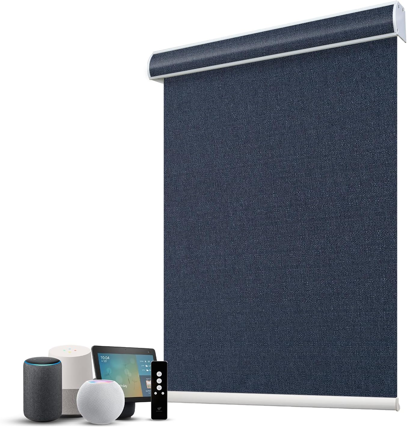 SmartWings Motorized 100% Blackout Shades Blinds, Custom Size, Cordless Window Shades with Rechargeable Battery, Work with Matter/Apple HomeKit, Alexa, Thread/Zigbee, Remote Optional, Eclipse Denim