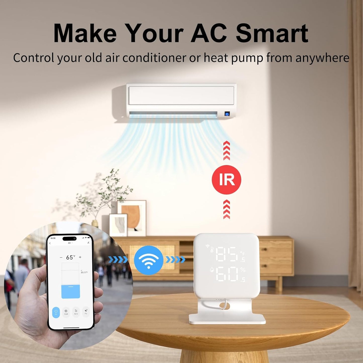 WOOX Smart Air Conditioner Controller, WiFi IR Remote Control for Mini Split, Portable, Window AC & Heat Pumps, Home Automation Controllers, Quick & Easy DIY Installation, Compatible with Alexa/Google
