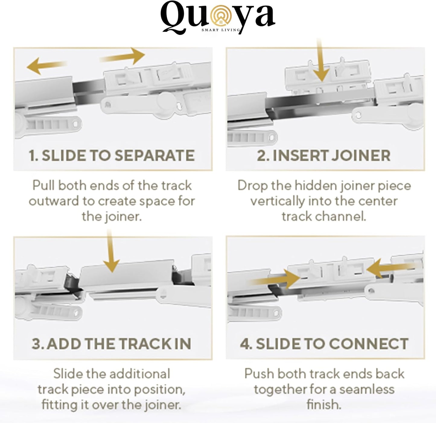 QUOYA BL01 Smart Electric Curtain Track 【Beltless, Adjustable Up to 7m, No Cutting, Adjustable Speed, Quiet, Works with Alexa, Google, Siri, Apple Watch, Remote Included】 (Two Way Cental Opening ONLY)