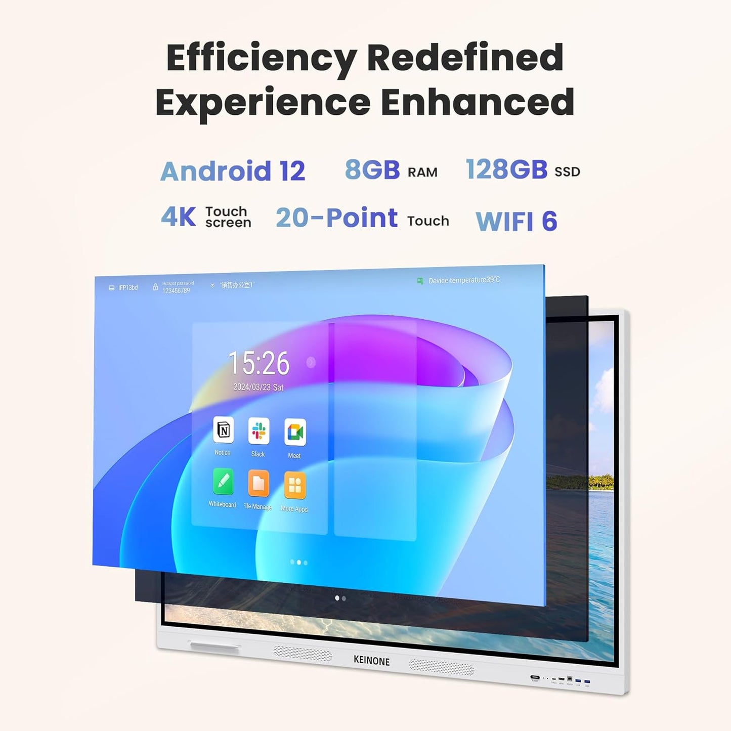 Smart Board for Classroom, 75" 8+128 GB Interactive Smartboard Built-in Android OS & Open App Ecosystem - 4K Touchscreen Electronic Digital Whiteboard for Home Office School Studio Display
