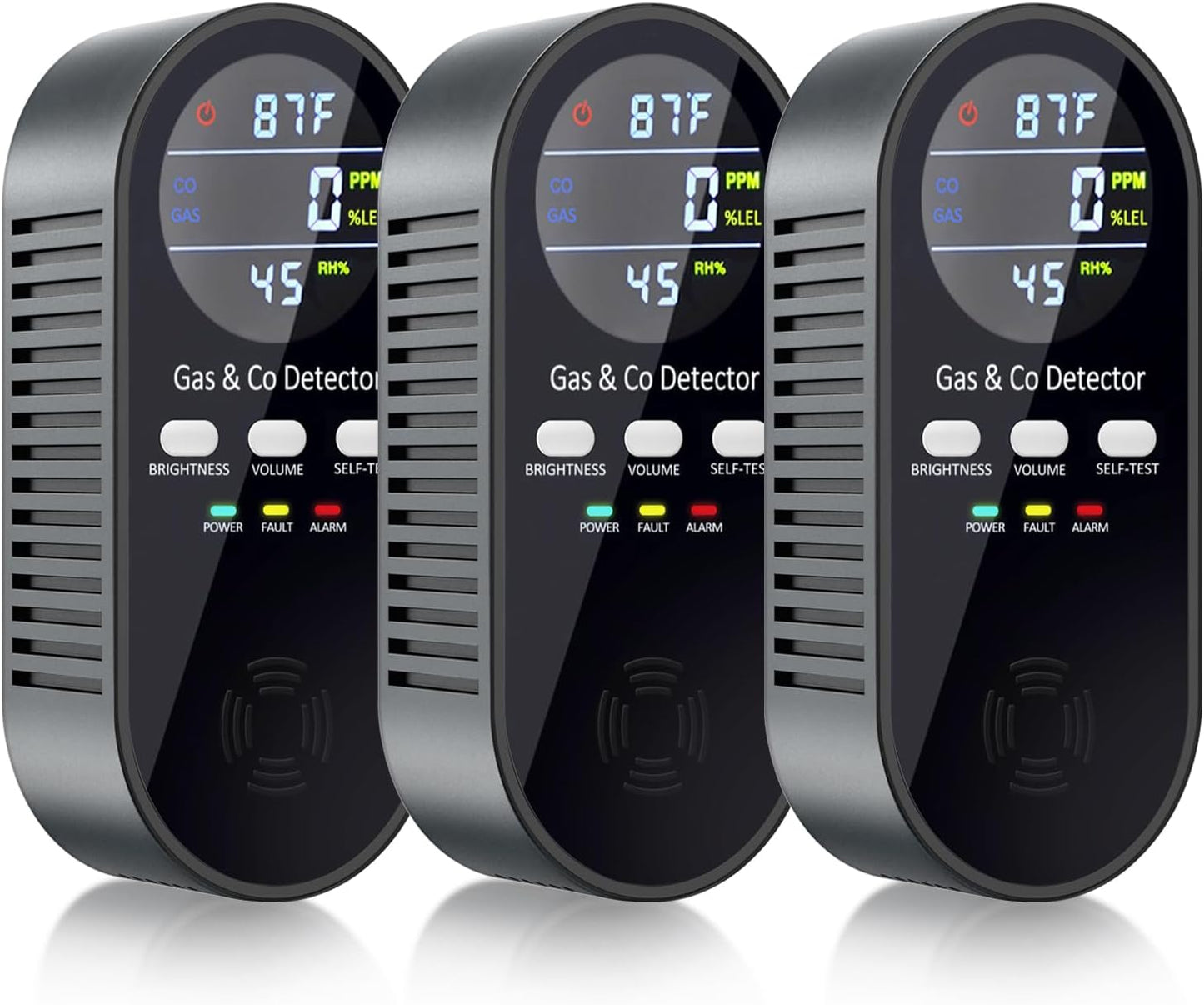 3 Packs Carbon Monoxide Detector,5-in-1 Natural Gas Leak Detector and Carbon Monoxide detectors Plug in with 9V Battery Backup,Travel Carbon Monoxide Detector with Voice Brightness Control for Home RV