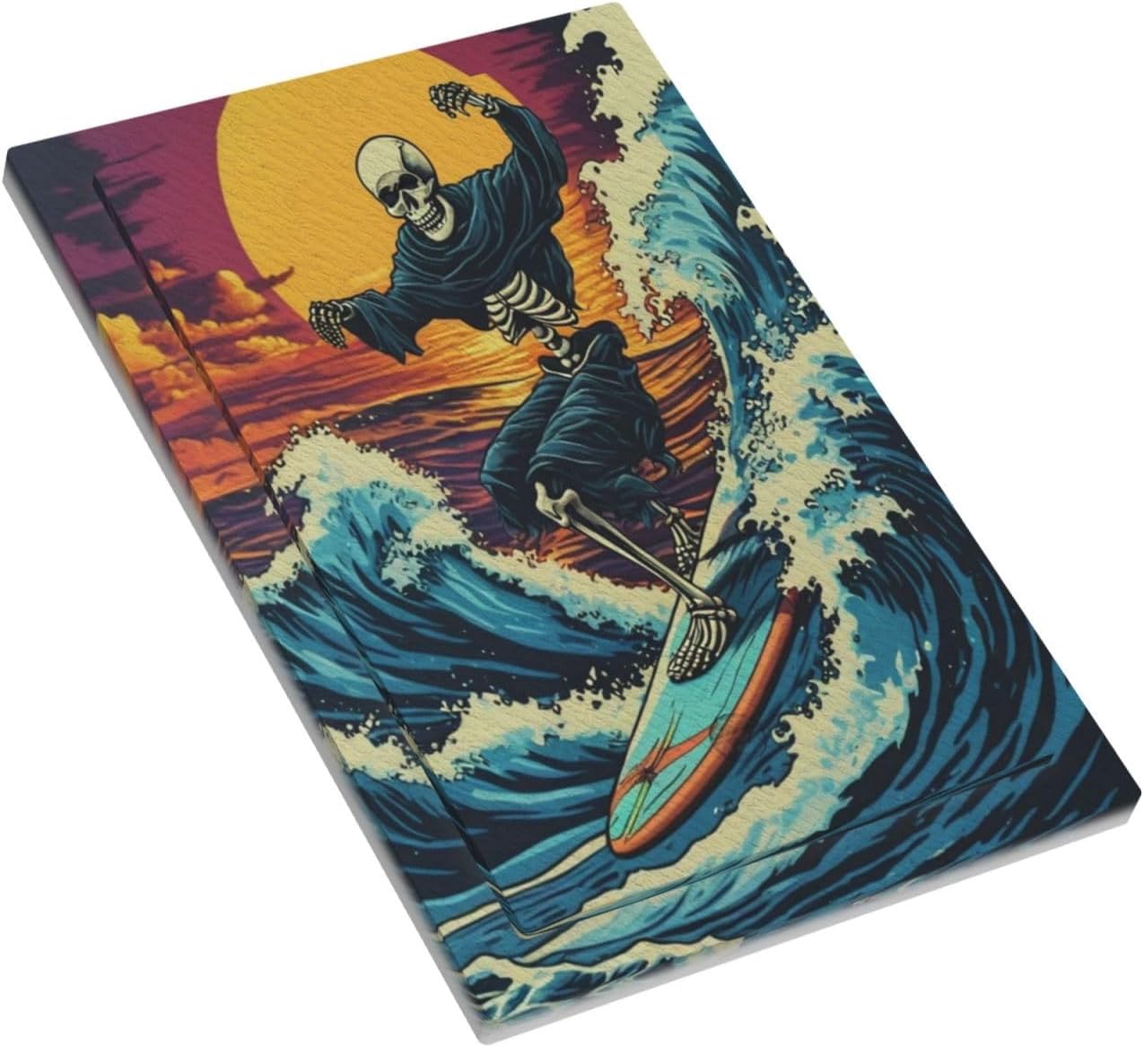 Skeleton Riding Surfboard on Wave In The Ocean Light Switch Covers No Device Wall Plate 1 Gang Decorative Blank Switchplate Electrical Faceplate for Farmhouse Living Bedroom Decor