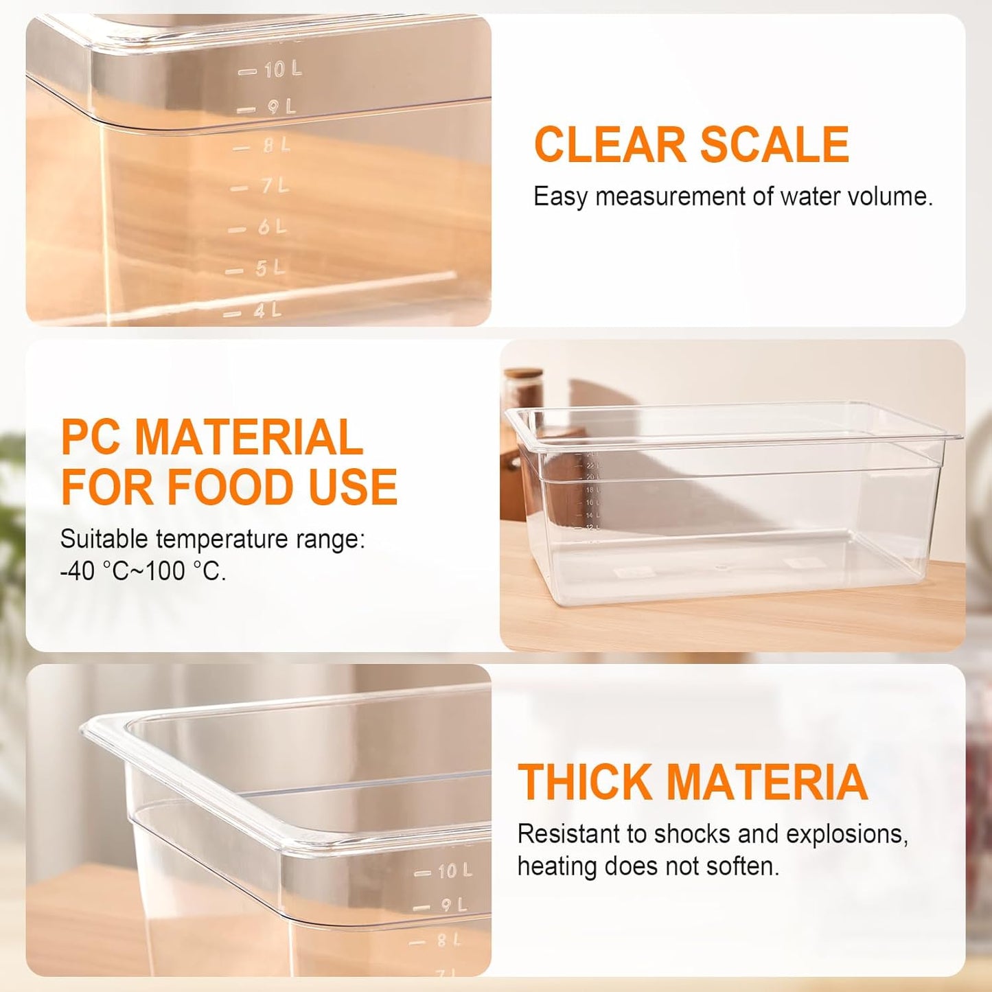 HOMENOTE Large Sous Vide Container 26 Quarts with Lid,Complete Sous Vide Accessories Kit BPA Free,Compatible with Anova and Most Sous Vide Cookers（Comes with 2 Sous Vide Racks and Insulating Sleeve）