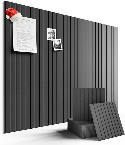 Large Felt Bulletin Board 48" x 36" Cork Board Alternative-12 Pack with 70 Safe Removable Adhesive Tabs, Cork Boards for Walls Cork Board for Home Office Classroom Pin Board (Charcoal Gray)