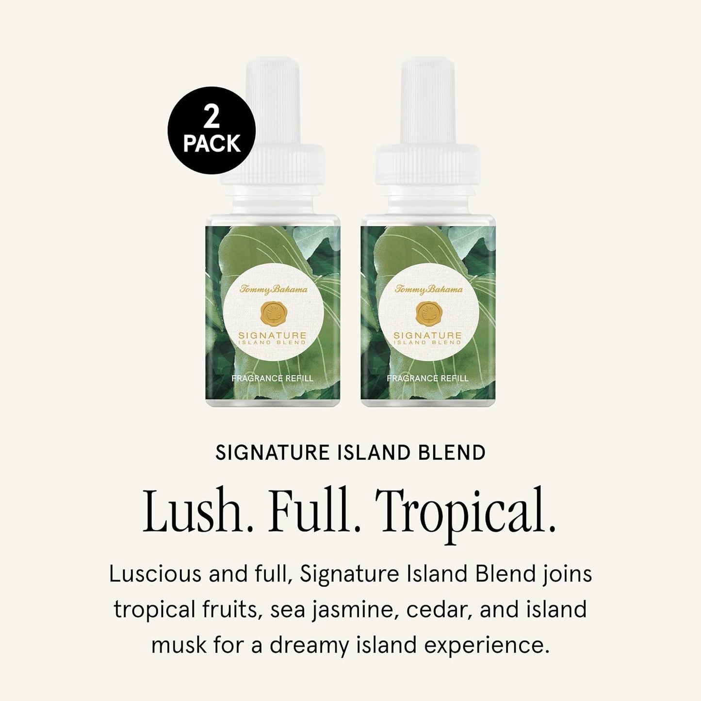 Pura & Tommy Bahama Home Scent Refill - Smart Home Air Diffuser - Up to 120-Hours of Luxury Fragrance per Refill - Spring & Summer Fragrance - 2 Pack, Signature Island Blend