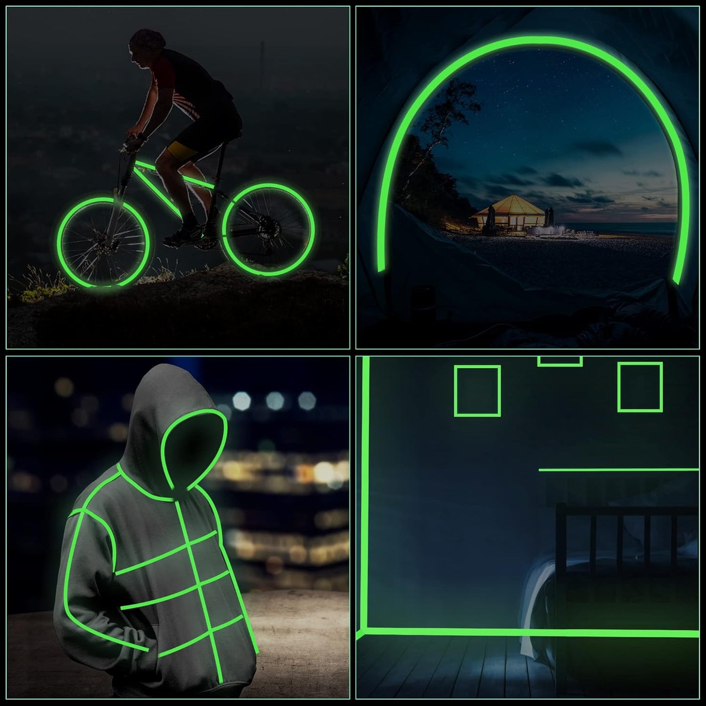Glow in The Dark Tape 1 Inch x 33 Feet Fluorescent Tape Waterproof for Outdoor Black Light Luminous Tape Halloween Decorations and Stage